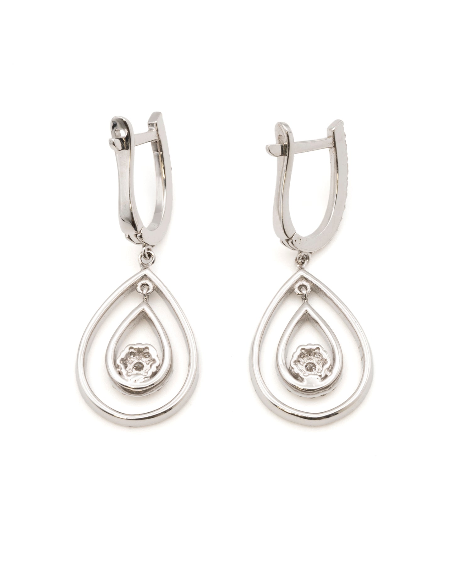 Pear Drop Earrings 1CT FSI 18K White Gold