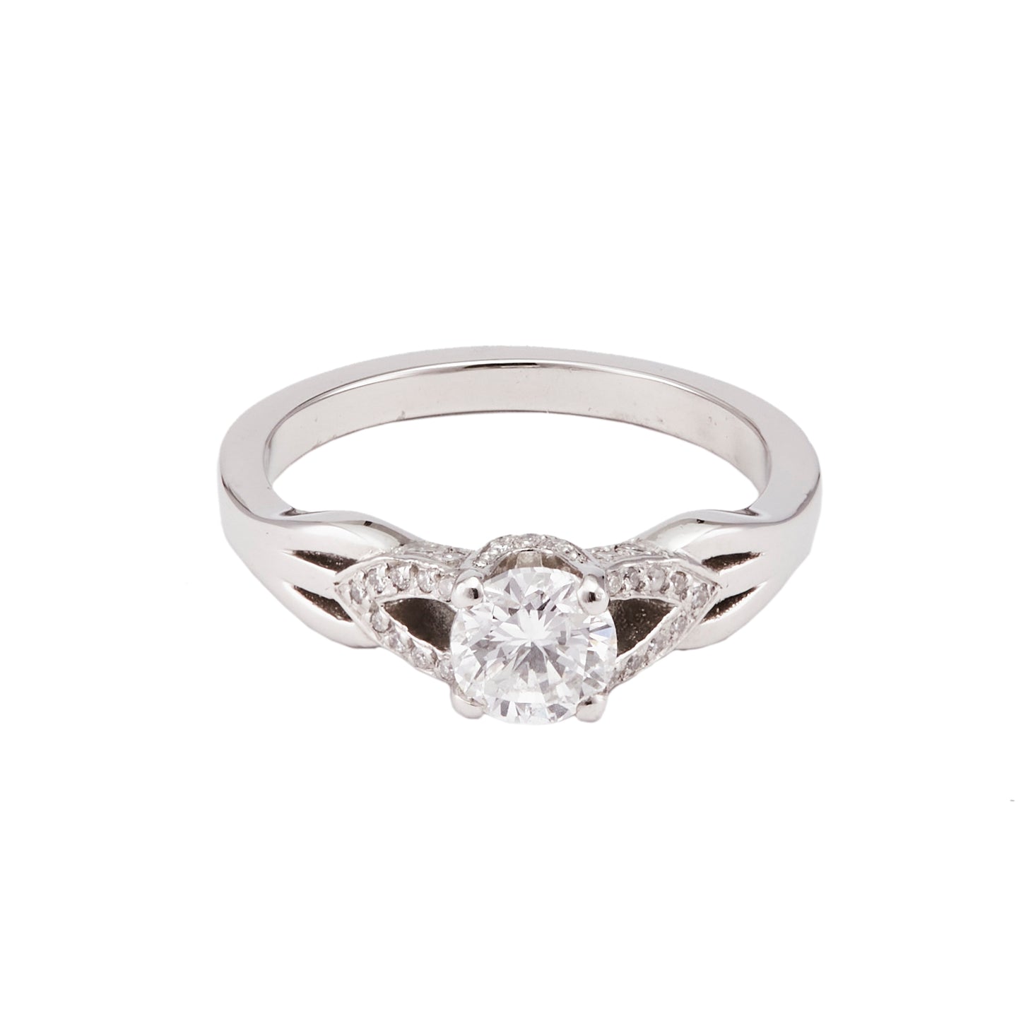 Brilliant Round Diamond Ring With Split Shank