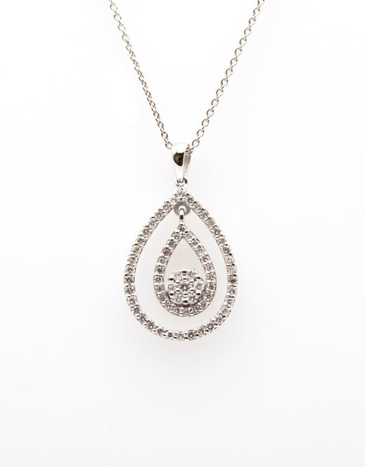 Pear Drop Necklace 18K White Gold 0.38CT