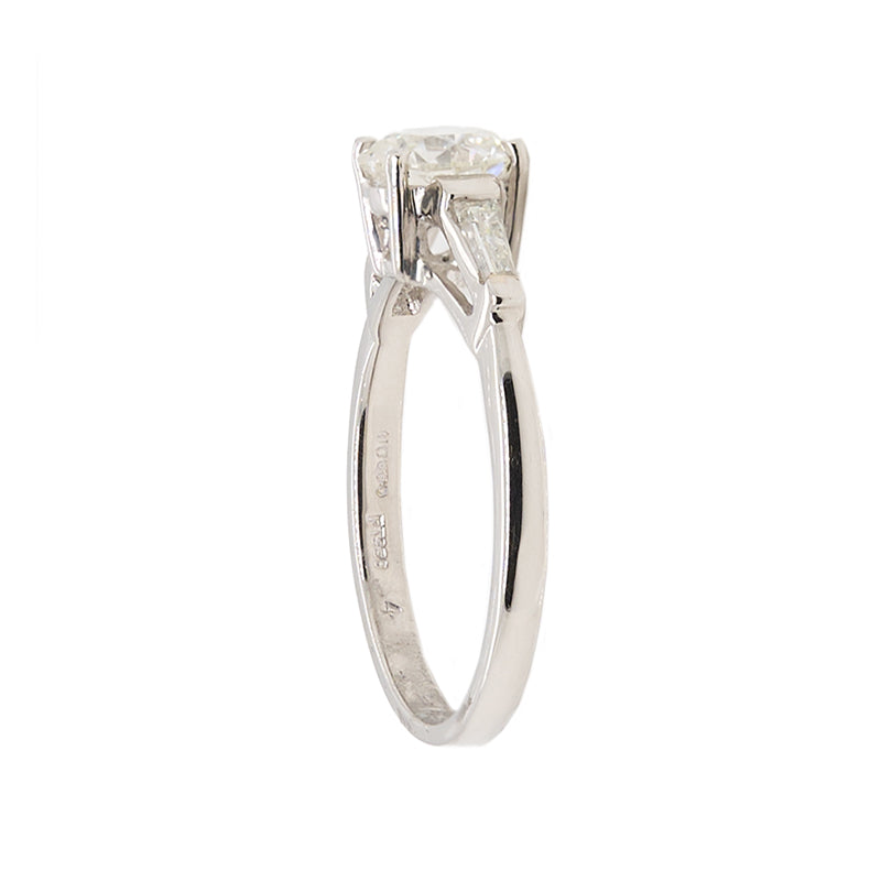 Round Brilliant Ring With Baguette Shank